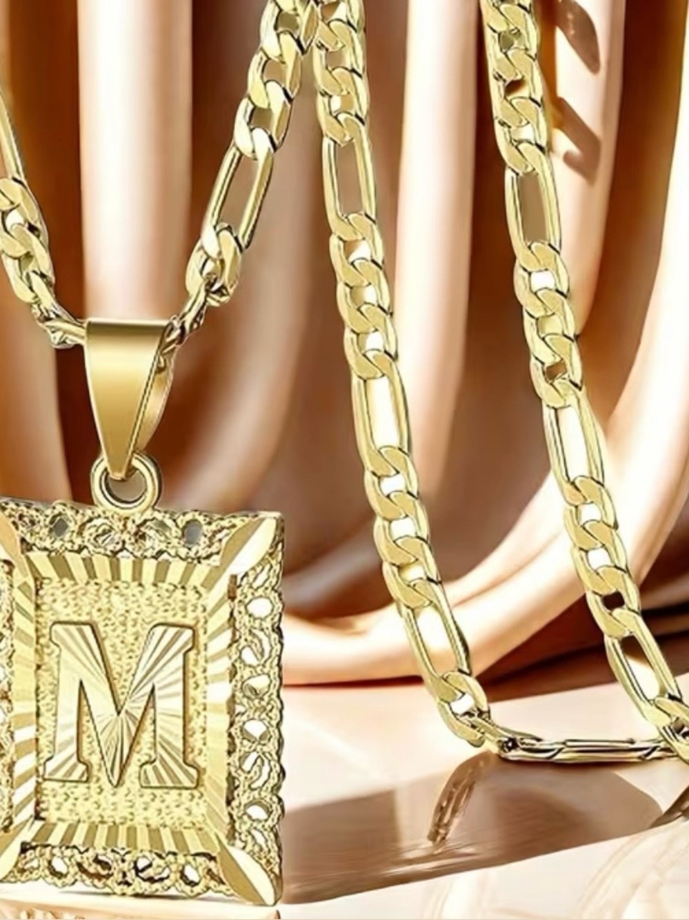 Gold Initial Pendant Necklace Unisex